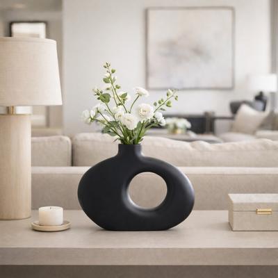 Sagebrook Home "Decorative Wooden Cut-Out Vase - Black, 18"""