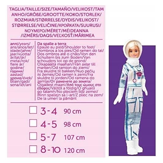 Ciao Barbie Astronaut Kostüm (Anzug, Handschuhe und Kopfbedeckung) - 4-5 Jahre (One Size) (11559.4-5)