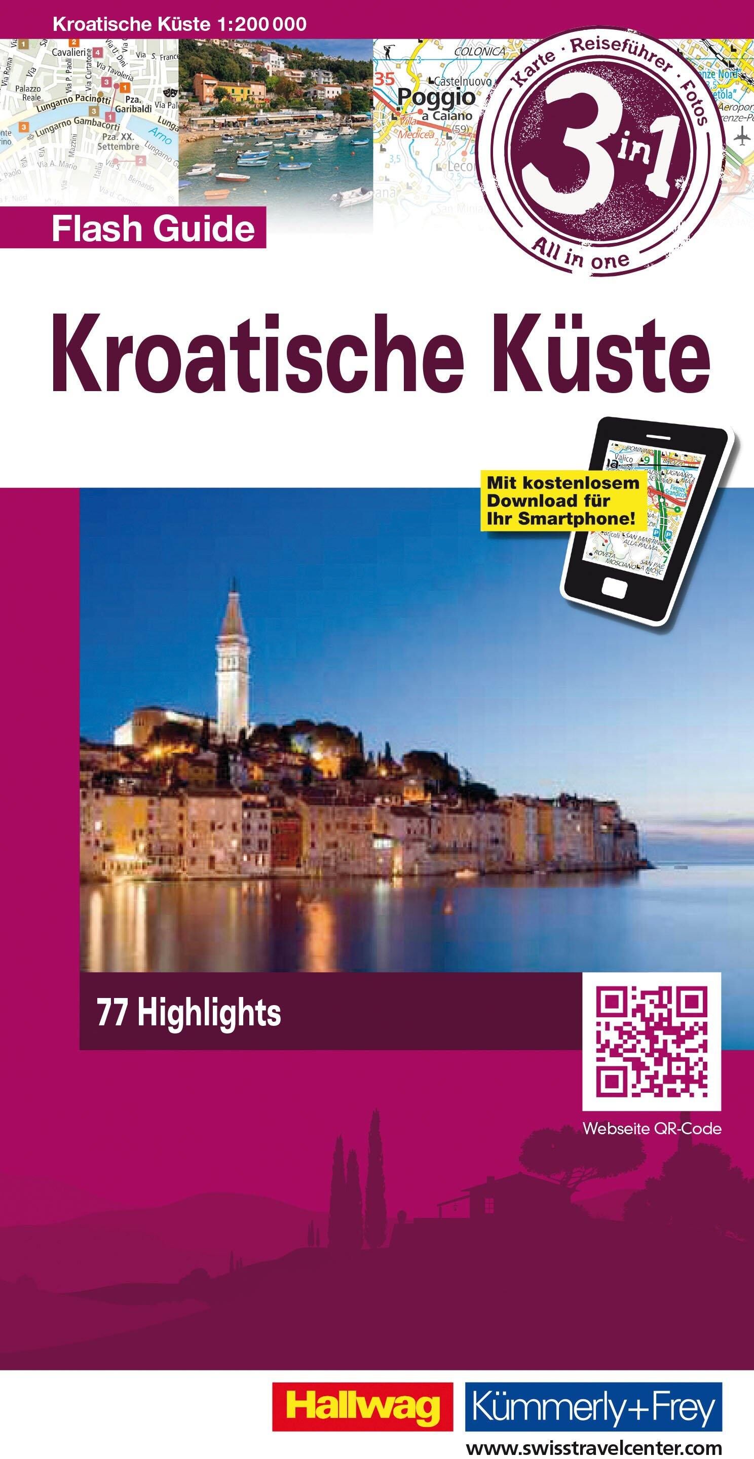 Carte de voyage - Côte Croate Flash Guide   Hallwag