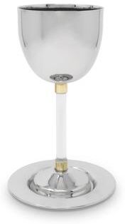 Classic Touch Stainless Steel Goblet with Acrylic Stem and Saucer