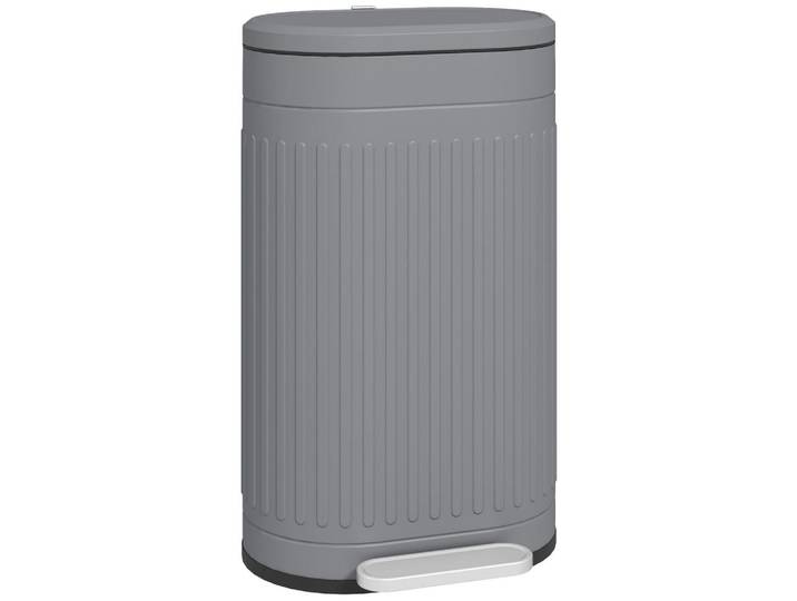 Homcom Mülleimer 30l, Metall Kunststoff Grau, 31.2x60.8x36.5 cm, Badaccessoires, Abfalleimer