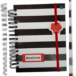 Dickes Rezeptbuch mit Hardcover Deckel Motiv: Schwarz+WeißA5