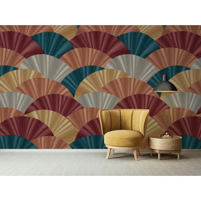 Vliestapete LIVING WALLS "LIMITED – Art-Déco Fächer Fototapete", bunt, B:1,59m H:0m L:2,8m, Vlies, Tapeten, Geometrisches Fächermuster mit plastischer 3D-Wirkung