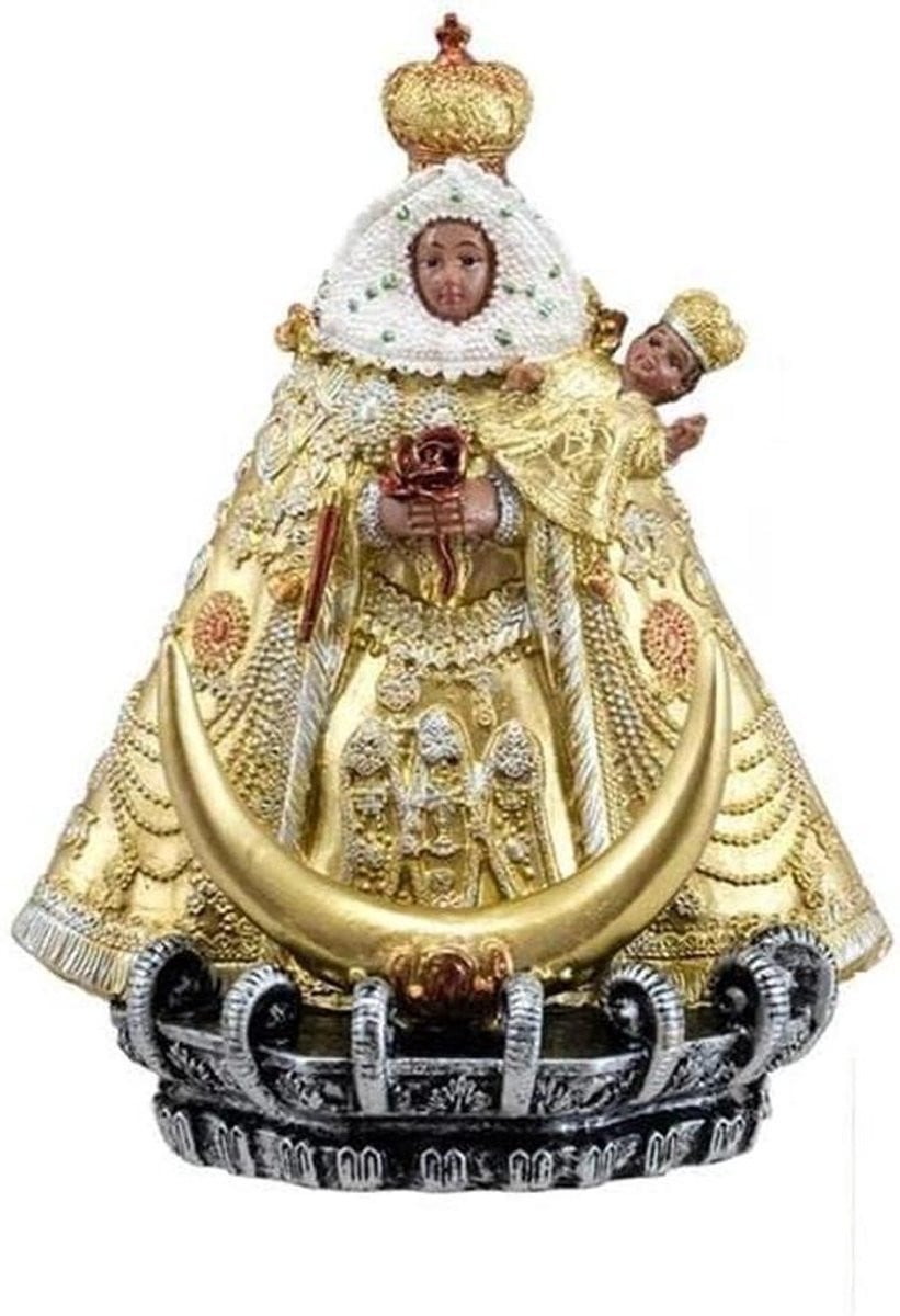 Maagd van de Sneeuw Figuur - Handbeschilderd Religieus Beeldje voor Decoratie - Hoogte: 12 cm - Meerkleurig