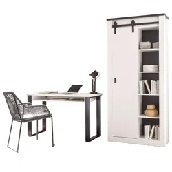 BÜROMÖBEL-SET weiß Pinie, anthrazit Landhaus mit Aktenschrank