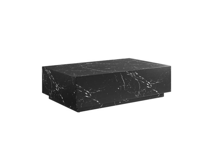 Livetastic Couchtisch, Schwarz, Marmoroptik, rechteckig, Sockel, 75x35x120 cm, Wohnzimmer, Wohnzimmertische, Couchtische, Couchtische Marmoroptik