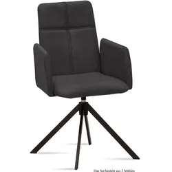 ARMLEHNSTUHL drehbar (2er-Set) Debera 52x92x60 Schwarz/Anthrazit