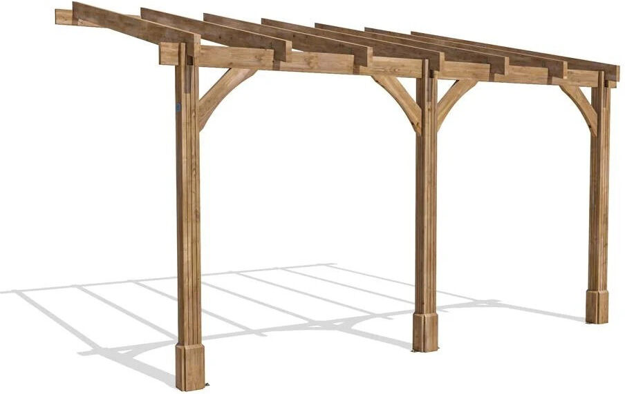 Dunster House Wooden Lean To Pergola Kit Wall Mounted Garden Plant Frame Leviathan Wood 295" H x 425" W x 304" D