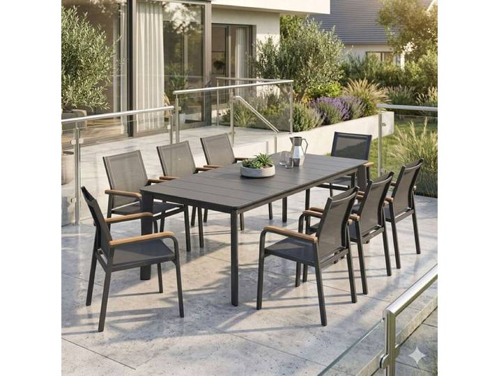 OUTLIV. Florenz Gartenmöbel-Set XL (8 Plätze) Tisch 220x100cm