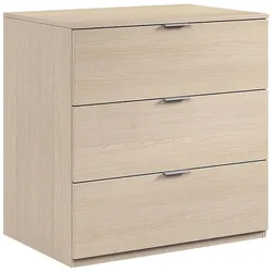 Dmora Schubladenschrank Bridgeport, Moderne Kommode mit 3 Schubladen, Niedrige Kommode für Schlafzimmer, Mobil wöchentlich, 77x38h80 cm, Eiche