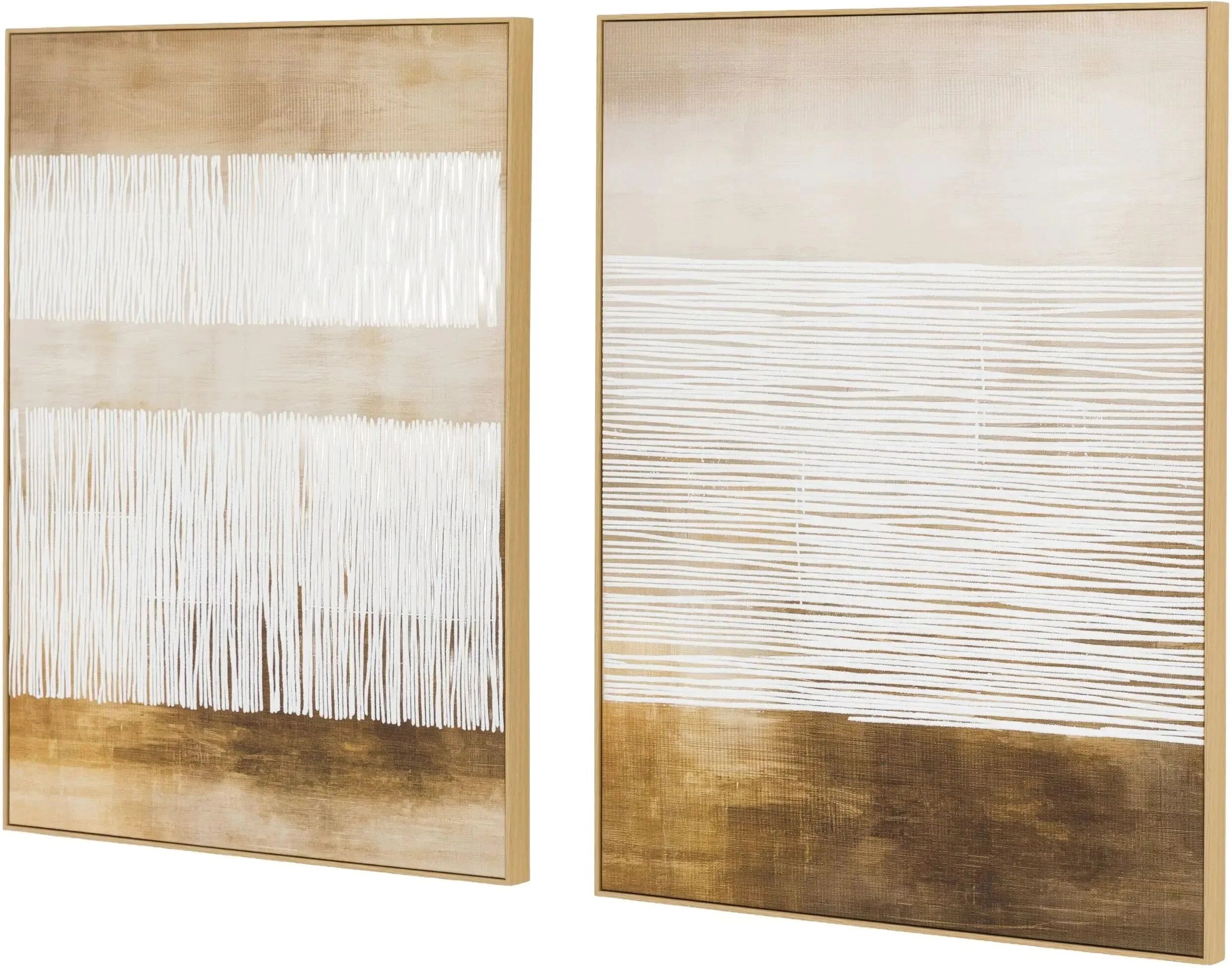 Birdie Cream & Gold Abstract Wall Art - Set of 2