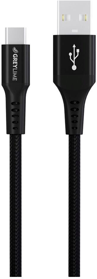 GreyLime 15W Braided USB-A til USB-C Kabel 3 meter - Sort