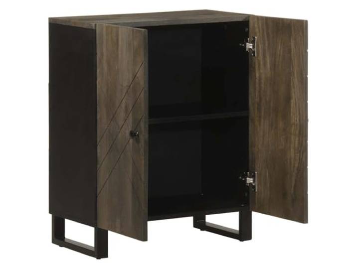 YUTAASU Sideboard Schwarz 60x33x75 cm Massivholz Mango