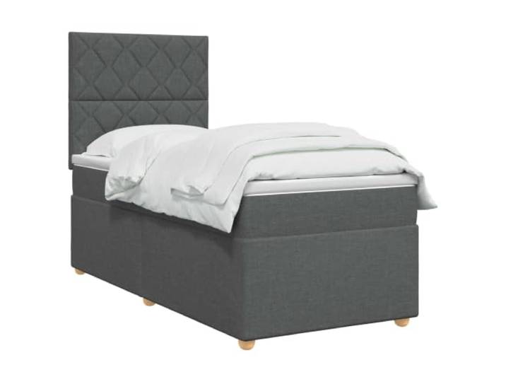 vidaXL Boxspringbett mit Matratze Dunkelgrau 90 x 190 cm Stoff Bietet perfekt ausgewogene Unterstützung, Anpassbar an deine Wunschhöhe, Praktische und energiesparende USB-Beleuchtung