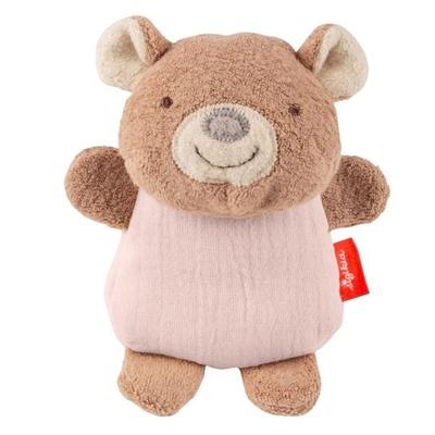 Sigikid 31263 - Knister-Greifling Bär mit Rassel, braun/rosa, 14 cm, Musselin/Teddystoff, sigibaby