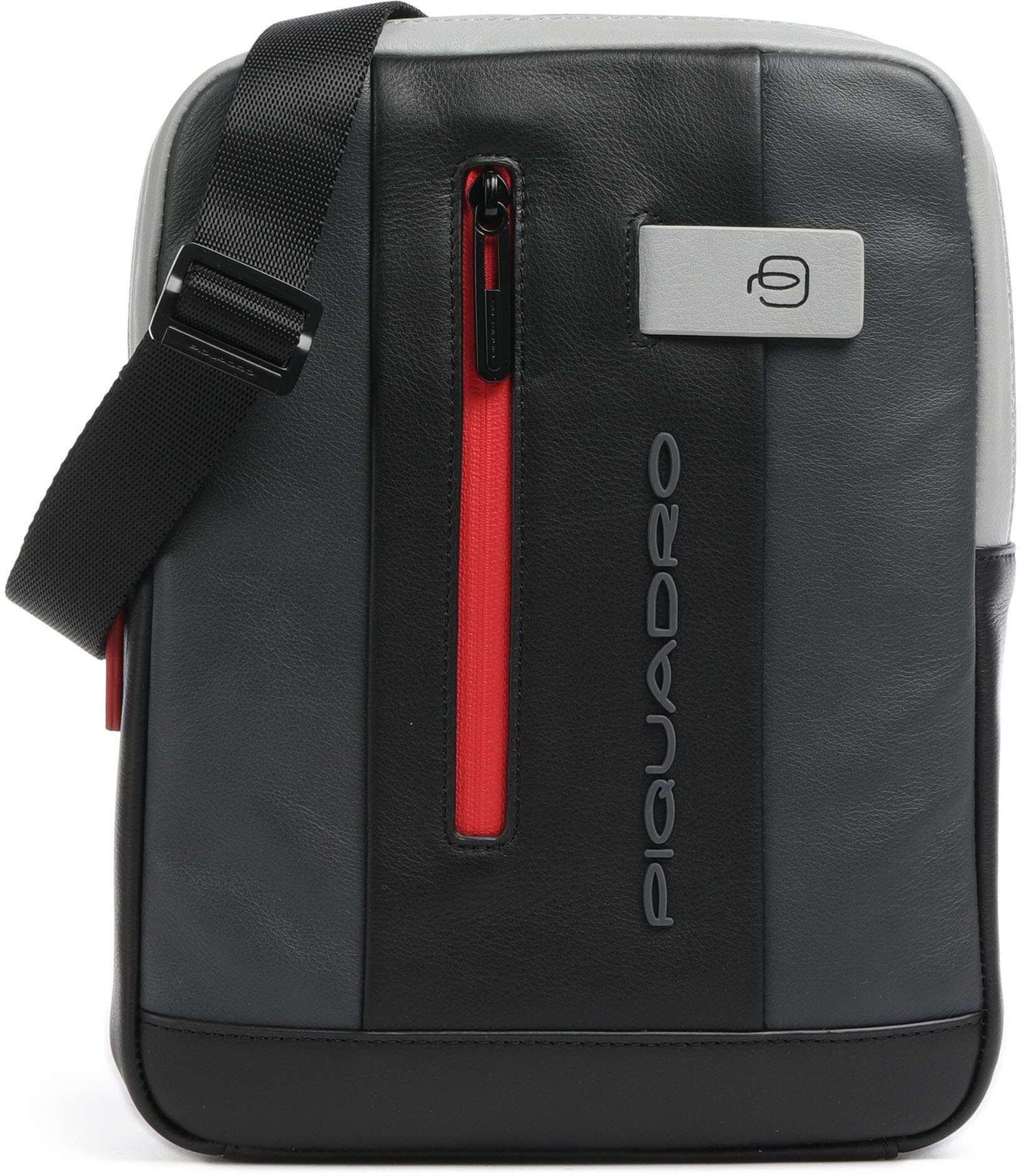 Piquadro Urban Umhängetasche aus Leder, grau