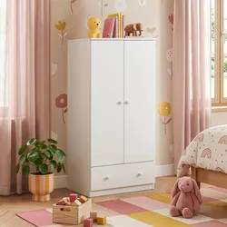 Kleiderschrank Beldinupp mit Schublade 123x60x40 cm Weiß [en.casa]