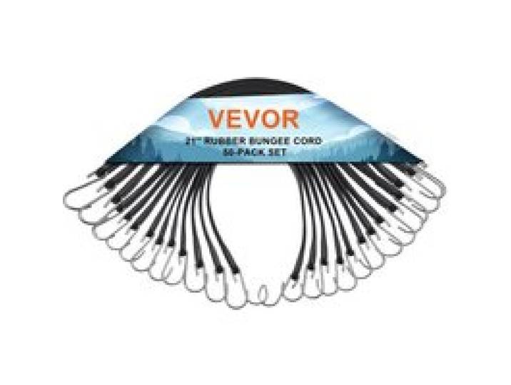 VEVOR Tendeur Élastique, Lot de 50, Sangles Élastiques Plates Robustes 20x530 mm avec Crochets S en Acier, Bonne Résistance, pour Maison, Auvent, Cargaison, Camping, Bâches, Camions, Tentes, Noir
