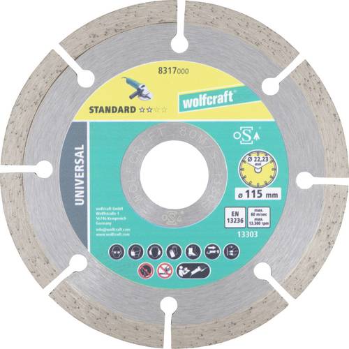 Wolfcraft 8317000 Diamanttrennscheibe 115mm 1 St. Bimsstein, Stein
