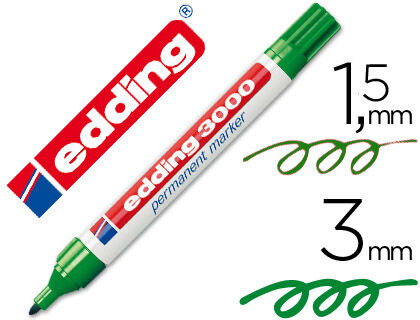Marcador Edding 3000 Verde Permanente-Ponta Redonda 3mm