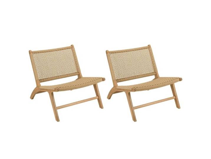 MACABANE VALERIA - Lot de 2 fauteuils de jardin en bois de teck rotin beige