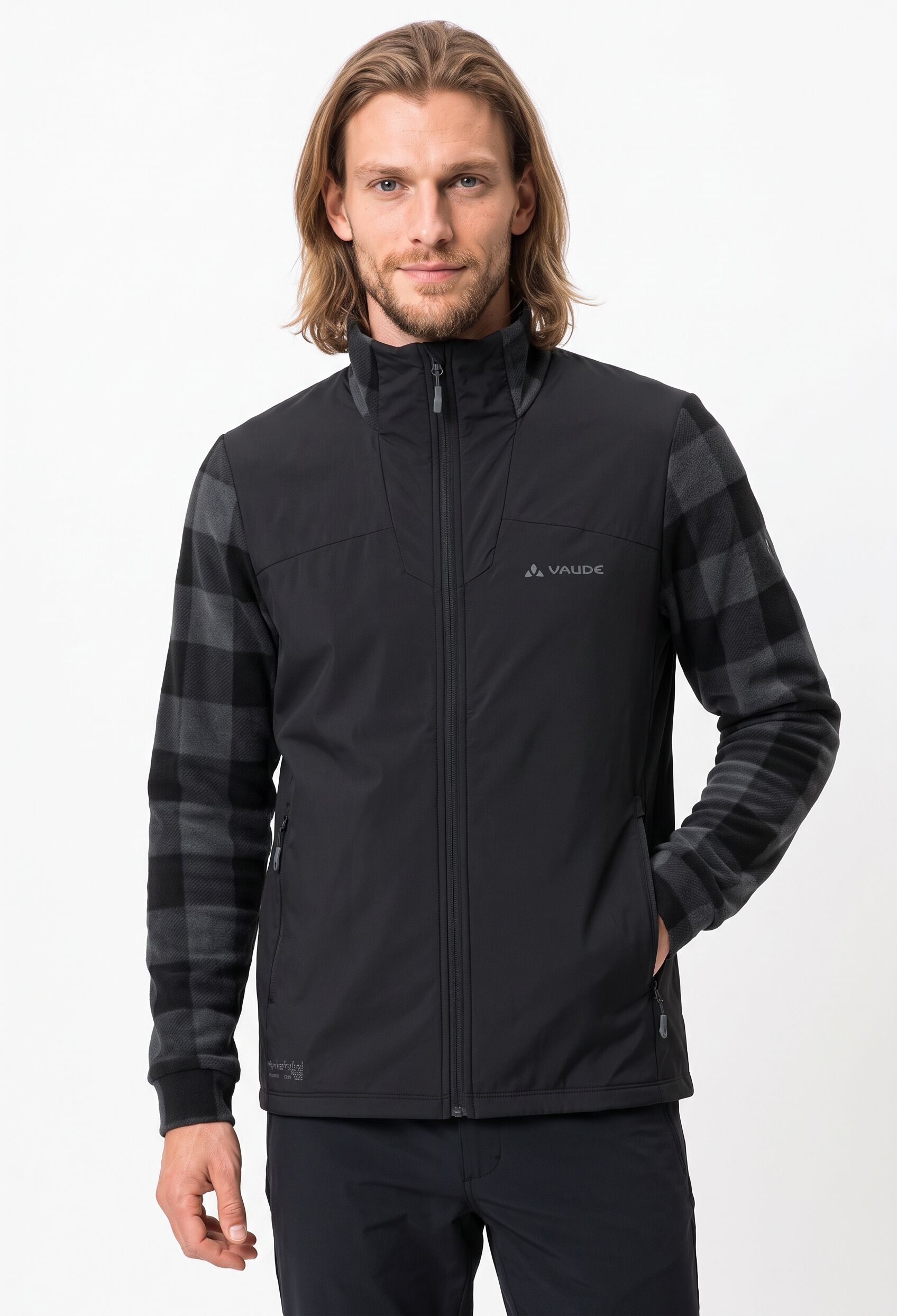 Fahrradjacke VAUDE "MEN'S MINAKI MID JACKET II", Herren, Gr. XXL, schwarz, Obermaterial: 100% Polyester, Jacken Fahrradjacke, für sportliche Aktivitäten im Radsport, aus wärmendem Fleecematerial schwarz XXL