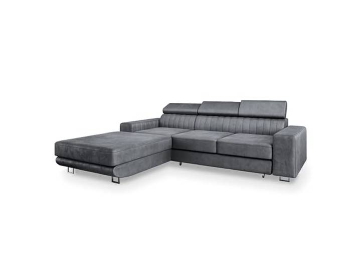 Masseno Ecksofa NOTO L-S mit Schlaffunktion L-Form, Sofa mit Bettkasten, Wohnzimmersofa, Couch, Soffa, Bettsofa, Couchgarnitur- Grau, Monolith 85