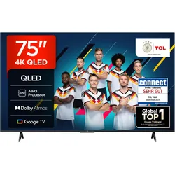 TCL QLED-Fernseher "75T69CX1", Energieeffizienz: F (A-G), schwarz, 75 ′′, Fernseher