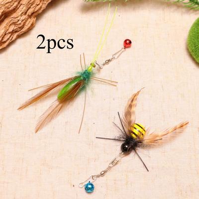 Uplift Treasures Simulation Mantis And Bee Feather Cat Toy Refills Set 2pcs