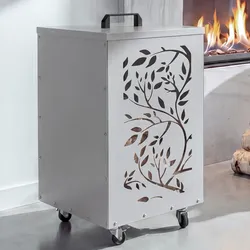Pelletbehälter HWC-Q30 Ranken, Pelletbox Aufbewahrungsbox für z.B. Tierfutter, Rollen Füße 64x36x36cm ~ weiß-hellgrau
