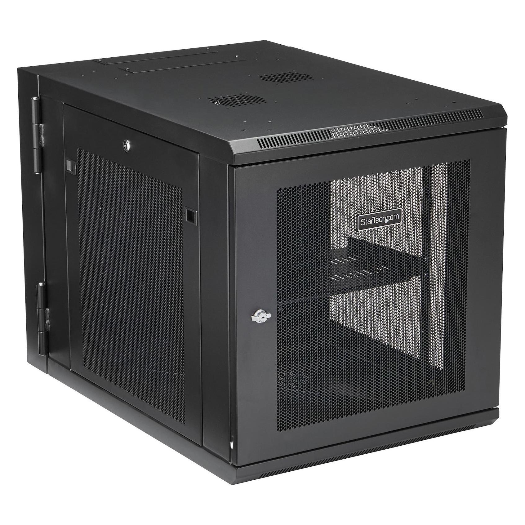 StarTech 12HE Wandmontage Server Rack bis zu 81cm tief Gehäuse mit Scharnier Netzwerkschrank Server Schrank (12 HE) (RK1232WALHM)