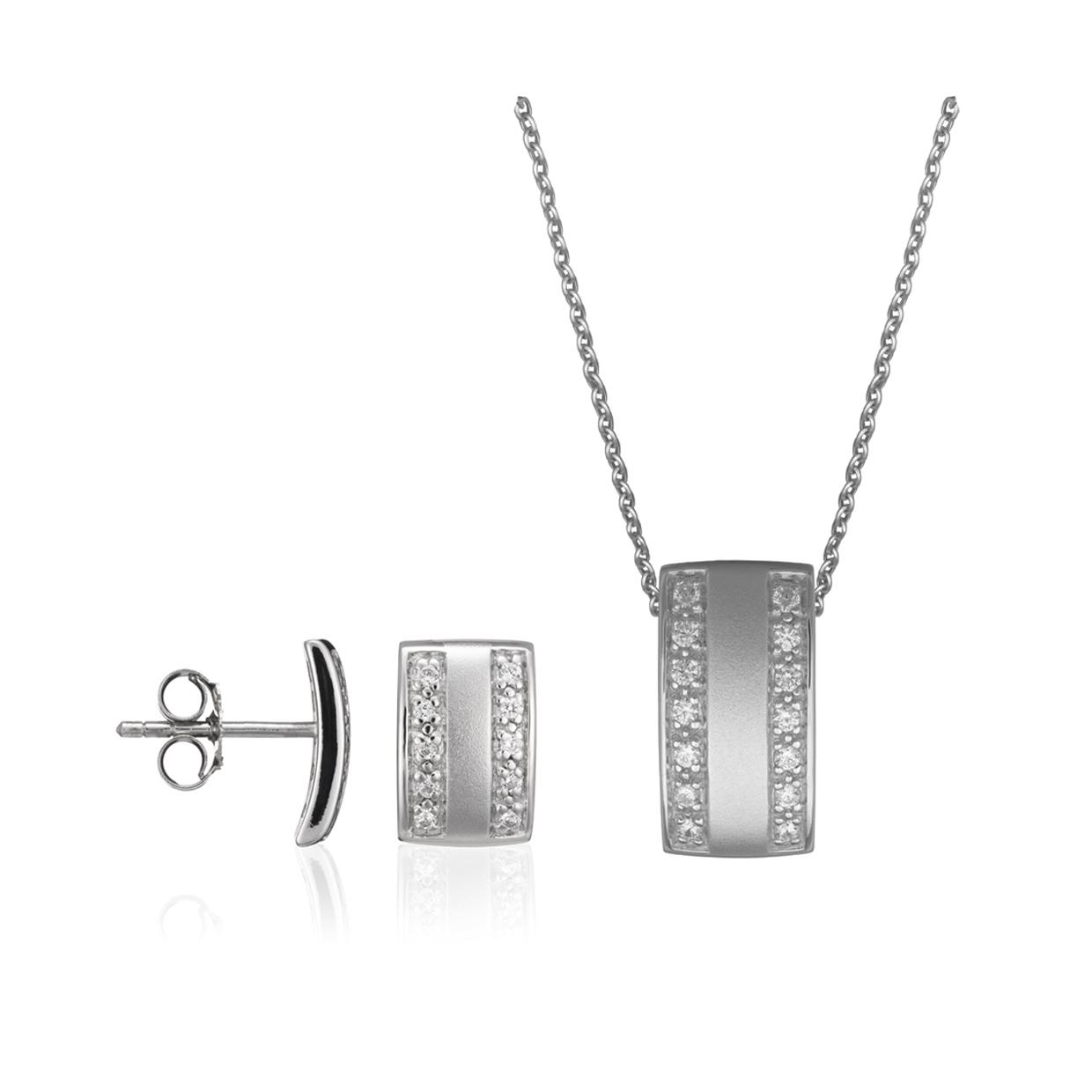 Orphelia Dames 925 Sterlingsilveren Set: Ketting-Hanger + Oorbellen - Zilver SET-5913