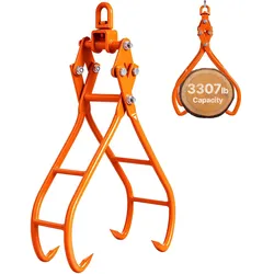 VEVOR Forstzange 1500kg Tragfähigkeit Rückezange Max. Öffnung 934,8mm Holzzange 955x340x263mm Hebezange Holzgreifer Verladezange Schleppzange Holzpackzange für Traktoren Lastkraftwagen Gabelstaplern