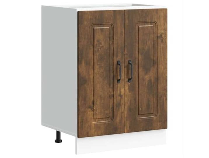 HKTMGDNG Spülenunterschrank Kalmar, Räuchereiche 60x46x81,5 cm Kompakter Unterschrank für Küche und Vorratsraum mit verstellbaren Füßen, viel Stauraum und pflegeleichter Oberfläche.