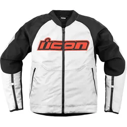 Icon Overlord3, Textiljacke - Weiß/Schwarz/Rot - S