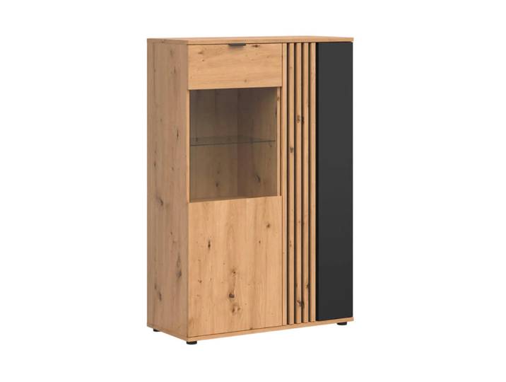 Petits-meubles Geschirrschrank Ezra Holz, Braun, 90x137x40 cm, Esszimmer, Vitrinen, Vitrinenschränke