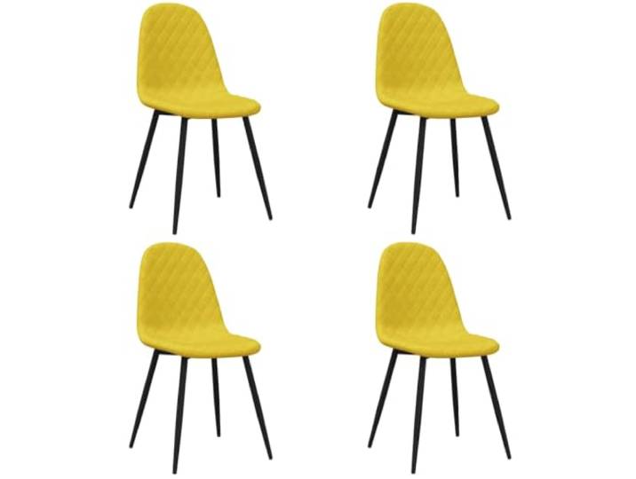 HKLGBVCR Esszimmerstühle, 4 Stück, Senfgelb, Samt Set mit 4 Stück, Senfgelb, dicker Stoff, Füße aus Metall, pulverbeschichtet, 110 kg pro Sitz, ergonomisches Design