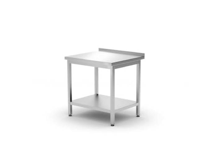 HENDI Arbeitstisch, Arbeidsplatte, mit Aufkantung, 200mm hoher (nicht verstellbarer) Edelstahl-Einlegeboden, für Restaurant, Bar, Küche, 800x700x(H)850mm, Edelstahl