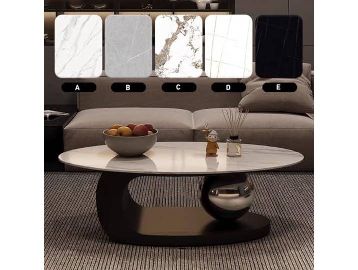 ZCFLWR Luxuriöser Couchtisch aus Marmor mit Goldener Metallhalterung und Steinarbeitsplatte – Elegantes Styling, einzigartiges Design, leicht zu reinigen