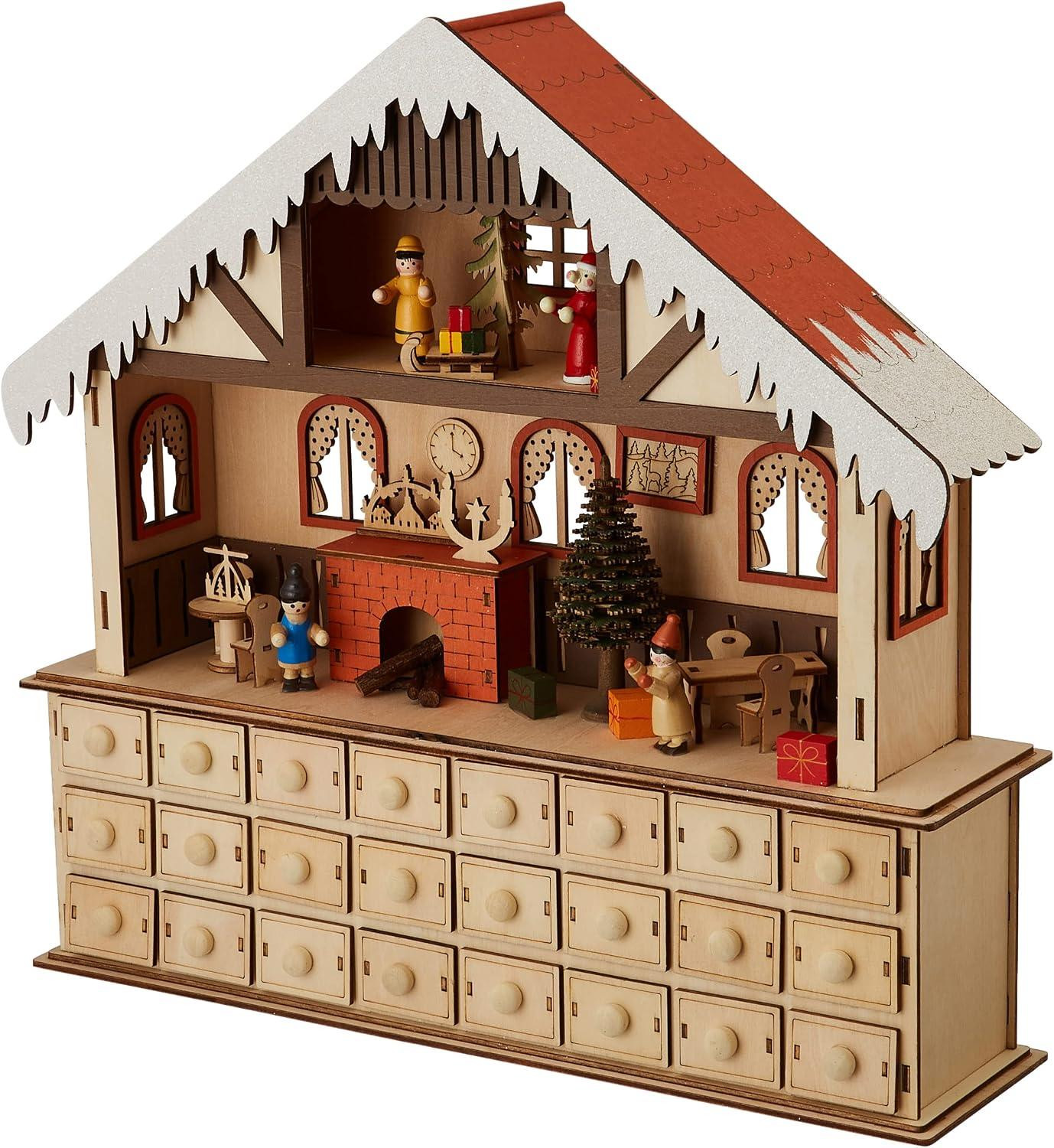 oCreon Adventskalender van hout met verlichting - Moderne kerstdecoratie