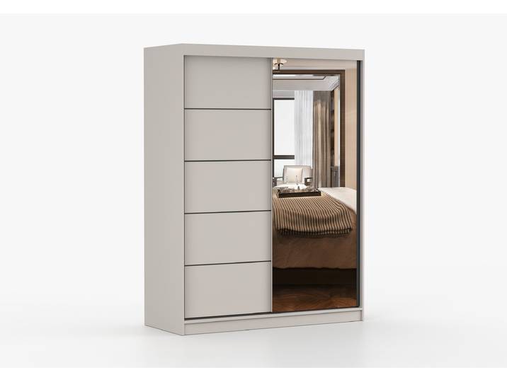 Schwebetürenschrank VISTA 05K 150 cm Kaschmir Kaschmir + Spiegel