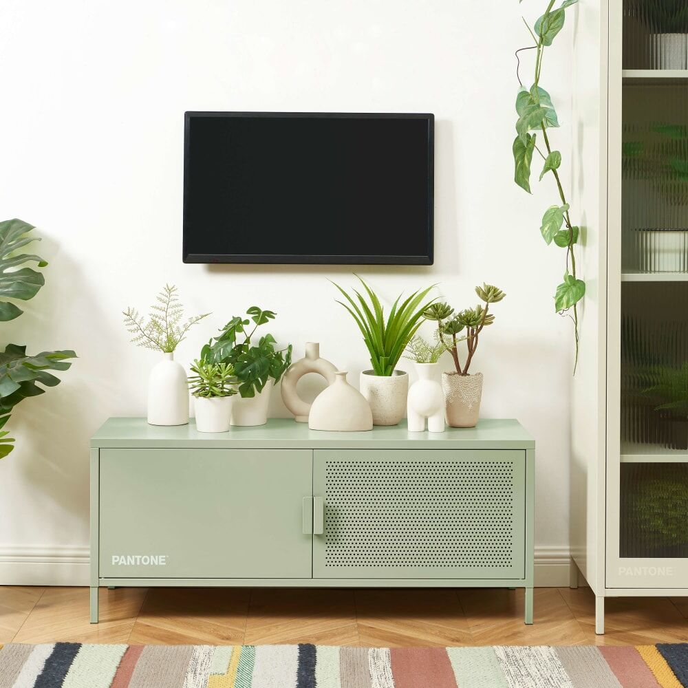 Pantone Meuble tv métal vert amande 120cm Vert 120x50x40cm