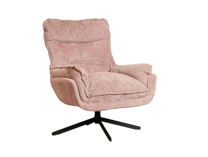 Fauteuil pivotant en tissu bouclette rose