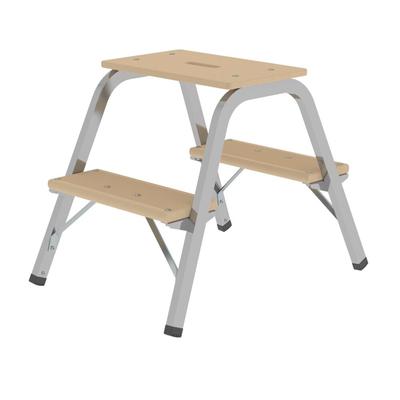 PROREGAL Stahl-Holz-Tritt | 2x2 Stufen | aus Stahl mit Holz-Stufen