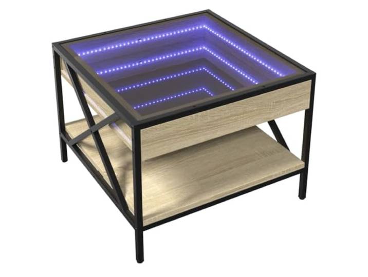 vidaXL Couchtisch mit Infinity-LED Sonoma-Eiche 50x50x38 cm