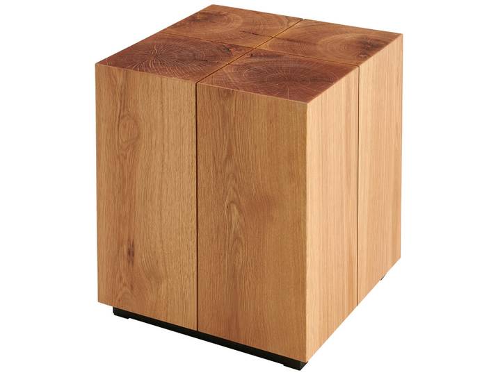 Livetastic Beistelltisch, Natur, Schwarz, Holz, Eiche, furniert, massiv, quadratisch, 40x45x40 cm, Wohnzimmer, Wohnzimmertische, Beistelltische
