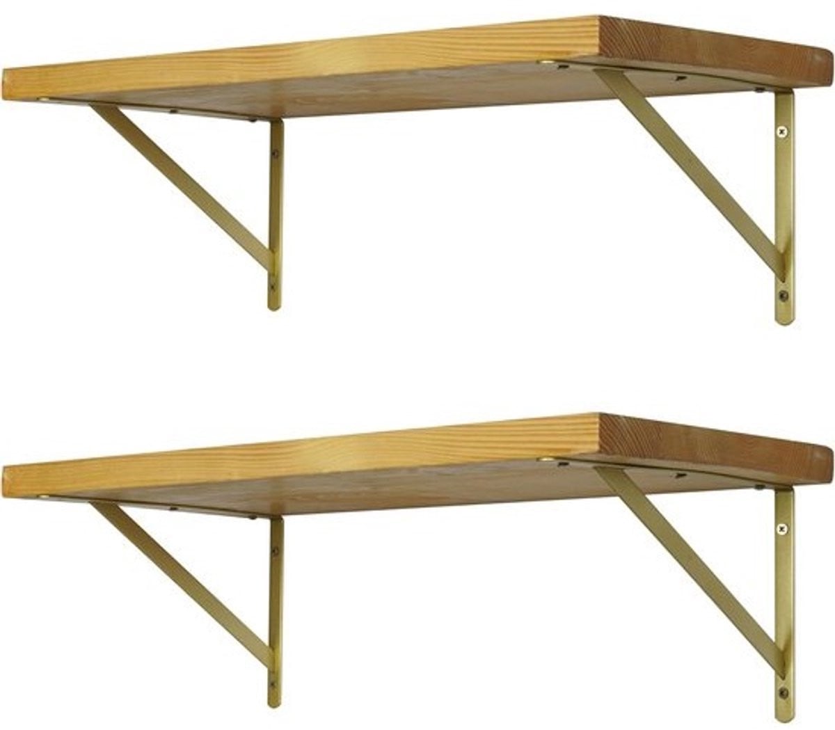 Set van 4 gouden plankdragers van 200 mm voor wandplanken