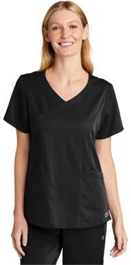 Wonderwink WW4268 Women's Premiere Flex Mock Wrap Top in Black size Large   Triblend
