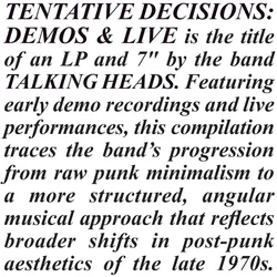 Tentative Decisions: Demos & Live (Wsv), Schallplatten