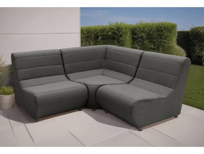 Ecksofa DOMO COLLECTION Soleil, pflegeleichter und wetterfester Bezug , grau (anthrazit), B:179cm H:80cm T:179cm, 100% solution dyed Acryl, Sofas, Ecksofa, Outdoor, besonderes Design und Formgebung, individuell erweiterbar
